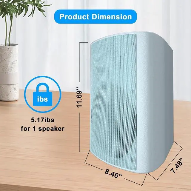 Alt view image 5 of 7 - 800W 6.5 Inch Bluetooth Outdoor Speakers Waterproof Wired with Multifunctional Amplifier Wall Mount Weatherproof Loudspeaker System for Patio Garden Poolside Home(4 Speakers,White)