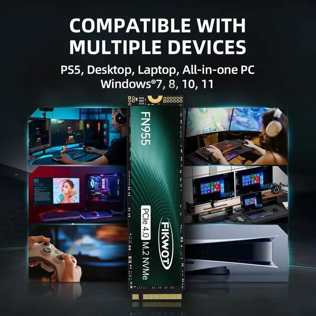Alt view image 7 of 7 - FN955 2TB SSD M.2 2280 PCIe Gen4 x4 NVMe 1.4 Internal Solid State Drive - Speeds up to 7300MB/s, Configure SLC Cache,Compatible with Laptop/Desktop/Ps5