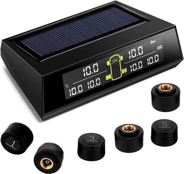 Main image of RV TPMS Tire Pressure Monitoring System,TS200 Solar Wireless TPMS with 6 Tire External Sensors Digital LCD Display RV Auto Security Alarm for Car RV Trailer Truck Tow Motorhome