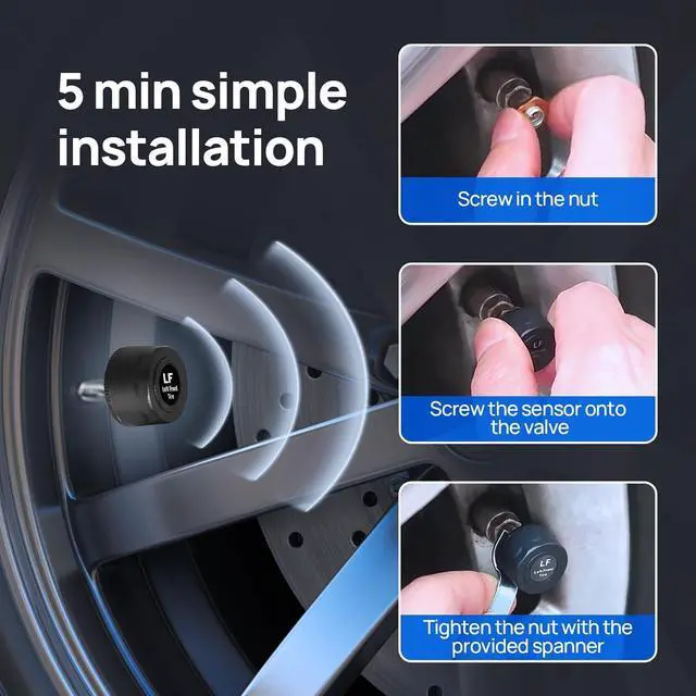 Alt view image 6 of 7 - RV tire Pressure Monitoring System, Wireless TPMS Tire Pressure Monitor System with Solar Charger, RV TPMS with 4 tire Pressure Sensors & 6 Alarm Modes(0-87 PSI)