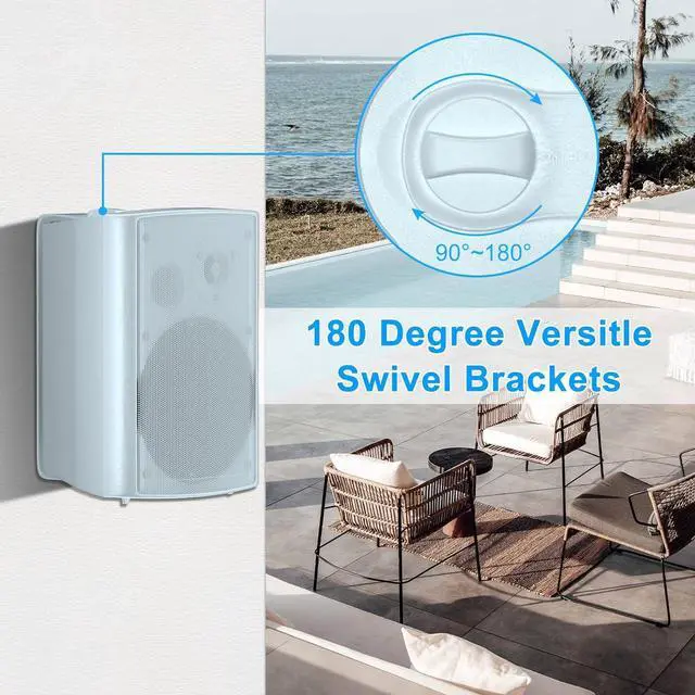 Alt view image 3 of 7 - 6.5 Inch 400W Outdoor Speakers Wired Waterproof Passive with Powerful Bass,Wall Mount Speakers for Patio Garage Covered Deck,All-Weather Durability (Pair,Black)