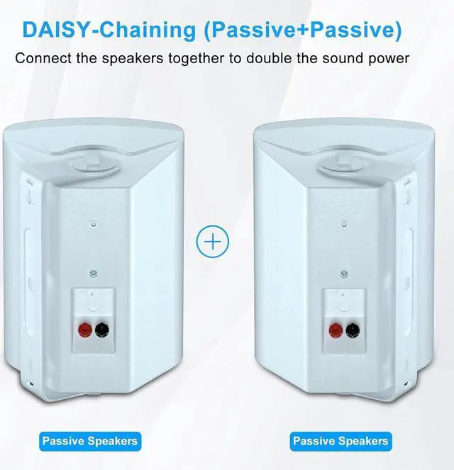 Alt view image 4 of 7 - 6.5 Inch 400W Outdoor Speakers Wired Waterproof Passive with Powerful Bass,Wall Mount Speakers for Patio Garage Covered Deck,All-Weather Durability (Pair,Black)