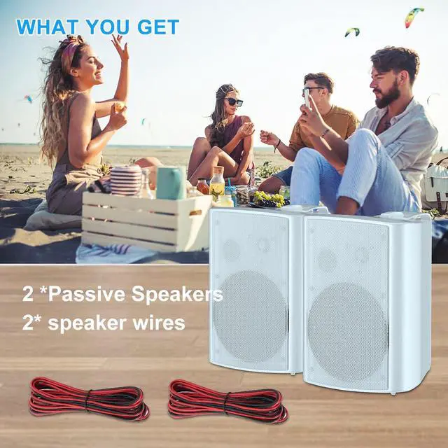 Alt view image 5 of 7 - 6.5 Inch 400W Outdoor Speakers Wired Waterproof Passive with Powerful Bass,Wall Mount Speakers for Patio Garage Covered Deck,All-Weather Durability (Pair,Black)