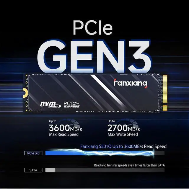 Alt view image 2 of 7 - S501Q SSD 1TB PCle 3.0x4 Internal Solid State Drive, NVMe M.2 2280 Internal Solid State Drive, SLC Cache 3D NAND QLC Up to 3600MB/s for Laptop and PC Desktops