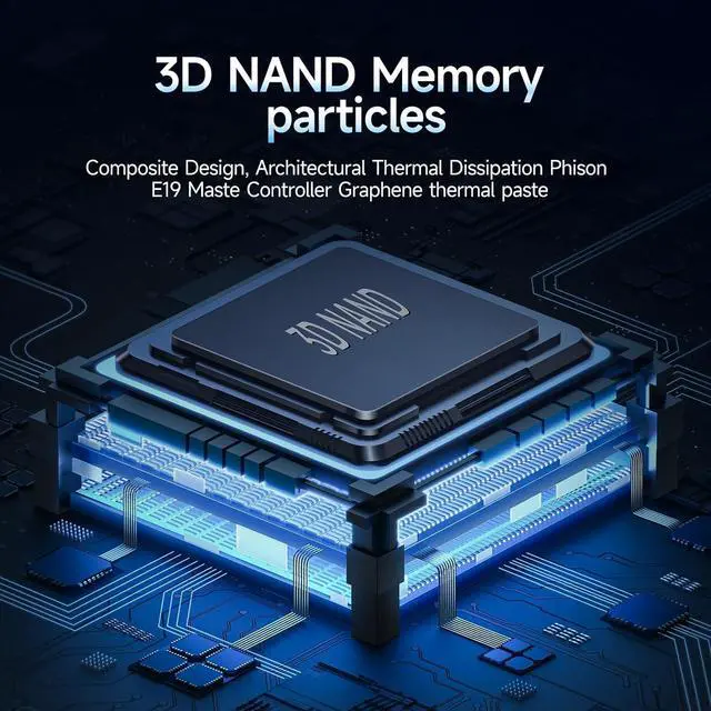 Alt view image 3 of 7 - S501Q SSD 1TB PCle 3.0x4 Internal Solid State Drive, NVMe M.2 2280 Internal Solid State Drive, SLC Cache 3D NAND QLC Up to 3600MB/s for Laptop and PC Desktops