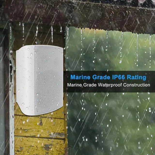 Alt view image 6 of 7 - 6.5 Inch 400W Outdoor Speakers Wired Waterproof Passive with Powerful Bass,Wall Mount Speakers for Patio Garage Covered Deck,All-Weather Durability (Pair,Black)