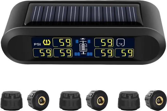 Main image of Tire Pressure Monitoring System RV Solar Wireless TPMS High Brightness for Trailer Travel Motorhome(0~199PSI) with 6 Sensors, 5 Alarm Modes Tire Pressure Monitor Real-time Alarm System