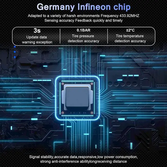 Alt view image 3 of 7 - Tire Pressure Monitoring System RV Solar Wireless TPMS High Brightness for Trailer Travel Motorhome(0~199PSI) with 6 Sensors, 5 Alarm Modes Tire Pressure Monitor Real-time Alarm System