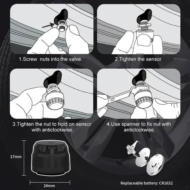 Alt view image 6 of 7 - Tire Pressure Monitoring System RV Solar Wireless TPMS High Brightness for Trailer Travel Motorhome(0~199PSI) with 6 Sensors, 5 Alarm Modes Tire Pressure Monitor Real-time Alarm System