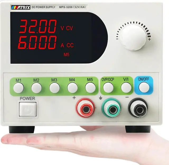 Main image of DC Power Supply Variable, 32V 6A Adjustable Bench Power Supply 4-Digit Display 5 Sets Storage, Switching Regulated DC Lab Power Supply with Encoder Knob, Smart Fan and OCP/OVP/OTP (MPS-3206)