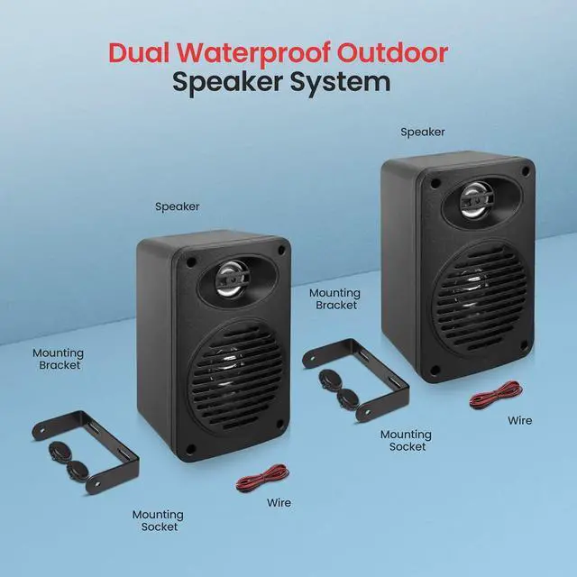 Alt view image 3 of 7 - 200 Watt Bluetooth Indoor Outdoor Speakers Pair - Dual Waterproof 3.5 2-Way Full Range Speaker System w/ 1/2 High Compliance Polymer Tweeter | Home, Boat, Marine, Deck, Patio, Poolside (White)