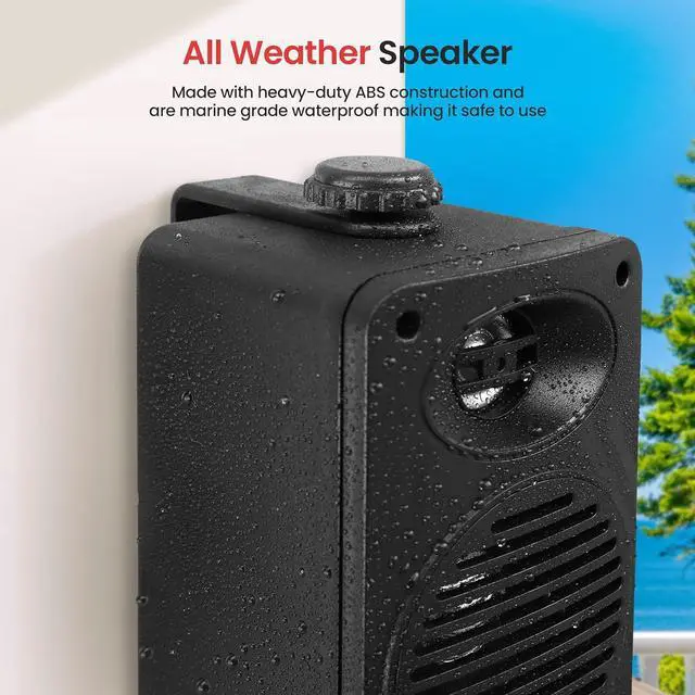 Alt view image 4 of 7 - 200 Watt Bluetooth Indoor Outdoor Speakers Pair - Dual Waterproof 3.5 2-Way Full Range Speaker System w/ 1/2 High Compliance Polymer Tweeter | Home, Boat, Marine, Deck, Patio, Poolside (White)