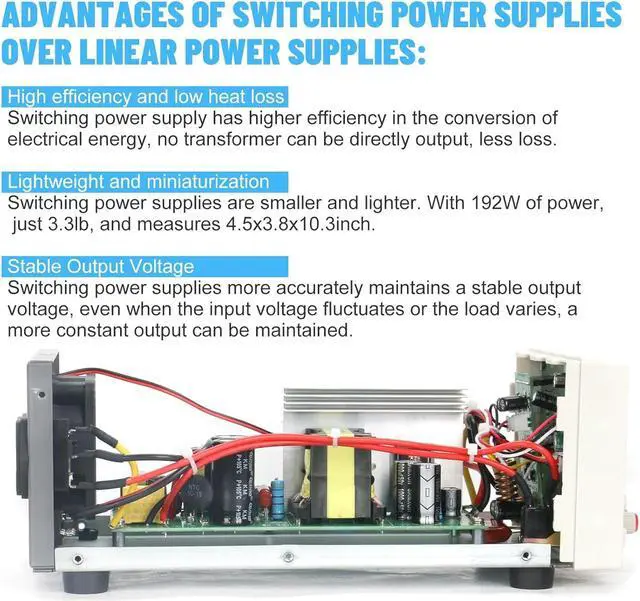 Alt view image 5 of 7 - DC Power Supply Variable, 32V 6A Adjustable Bench Power Supply 4-Digit Display 5 Sets Storage, Switching Regulated DC Lab Power Supply with Encoder Knob, Smart Fan and OCP/OVP/OTP (MPS-3206)