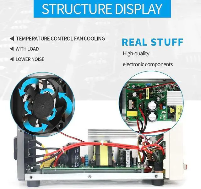 Alt view image 7 of 7 - DC Power Supply Variable, 32V 6A Adjustable Bench Power Supply 4-Digit Display 5 Sets Storage, Switching Regulated DC Lab Power Supply with Encoder Knob, Smart Fan and OCP/OVP/OTP (MPS-3206)