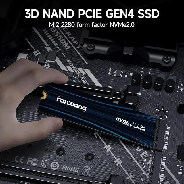 Alt view image 2 of 7 - 1TB PCIe NVMe SSD Gen 4 Gaming SSD M.2 2280, Up to 7100MB/s Compatible with PS5, Internal Solid State Drive for Gamers, Professionals, Creators S880E