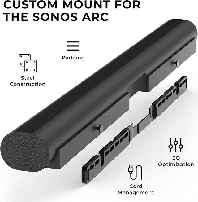 Alt view image 2 of 7 - HumanCentric Wall Mount Compatible with Sonos Arc and Sonos Arc Ultra Sound Bar Only (Black), Mount on Wall Under TV, Floating Style, Hidden Design, Hardware Included