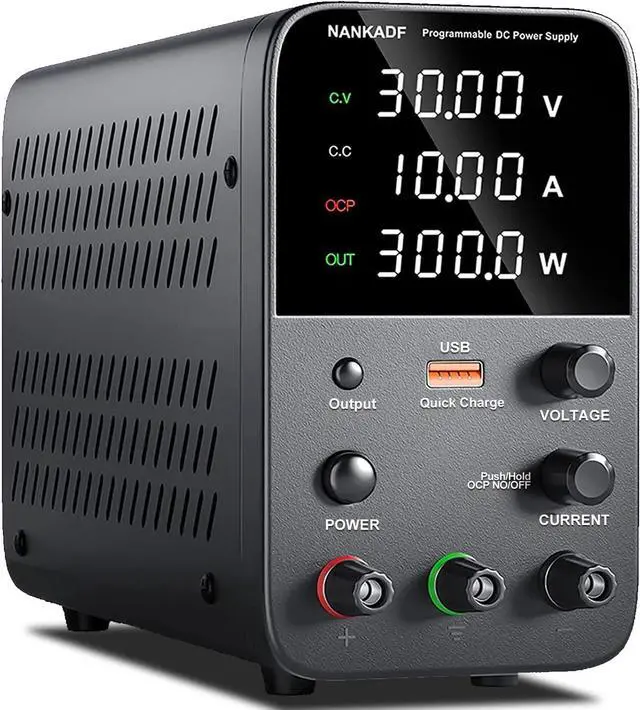 Alt view image 7 of 7 - Bench Power Supply with Encoder Adjustment Knob, Output Enable/Disable Button, Adjustable Power Supply with USB Quick-Charge, Short Circuit Alam (160V 2A Black)