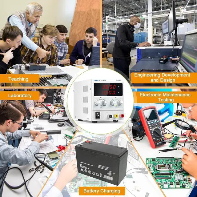 Alt view image 2 of 7 - 0-30V 0-10A Adjustable Regulated Bench Lab Power with 4-Digit Display,for Repairing Phones,Computers,Test,Battery Charging,Electrolytic Power Supply,DIY,Sky TOPPOWER PS3010H