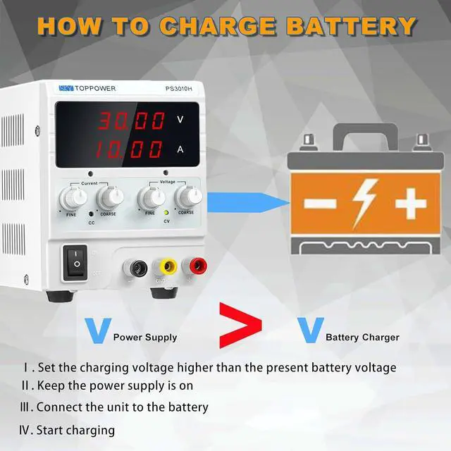 Alt view image 3 of 7 - 0-30V 0-10A Adjustable Regulated Bench Lab Power with 4-Digit Display,for Repairing Phones,Computers,Test,Battery Charging,Electrolytic Power Supply,DIY,Sky TOPPOWER PS3010H