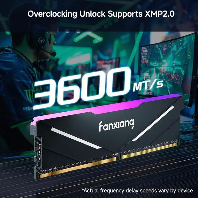 Alt view image 3 of 7 - RGB DDR4 RAM 16GB (2x8GB) 3600MHz CL18 V1.35, Desktop Gaming Machine Overclocking Memory, Intel XMP 2.0 & AMD Compatible - Black