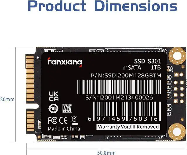 Alt view image 4 of 7 - S301 1TB mSATA SSD Mini SATA III 6Gb/s Internal Solid State Drive, 3D NAND, Compatible with Ultrabook Desktop PC Laptop