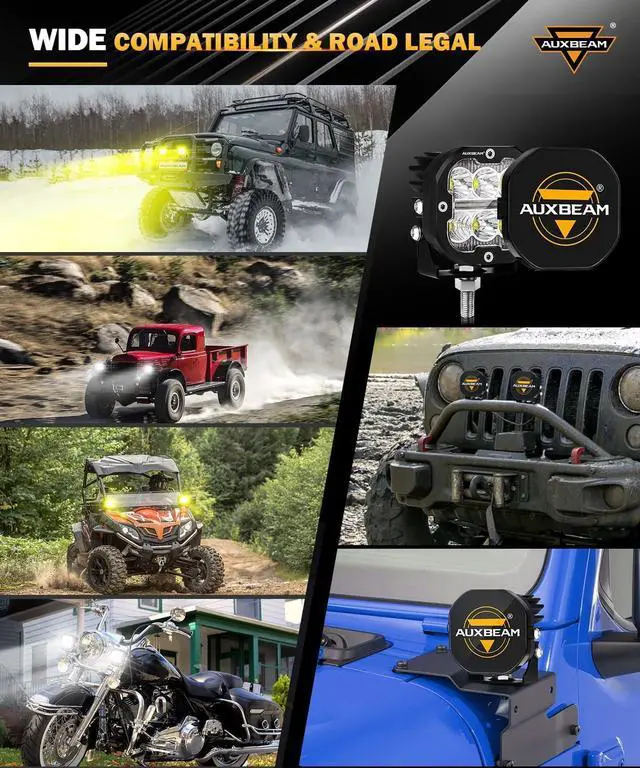 Alt view image 6 of 6 - XP-Ultra Series 3Inch 84W LED Pods, DRL & Turn Signal Multi Modes Amber White LED Light Bar, 9600LM Spot Flood Combo Ditch Lights Yellow Fog Lights Offroad Cube Lights with Covers, Pair
