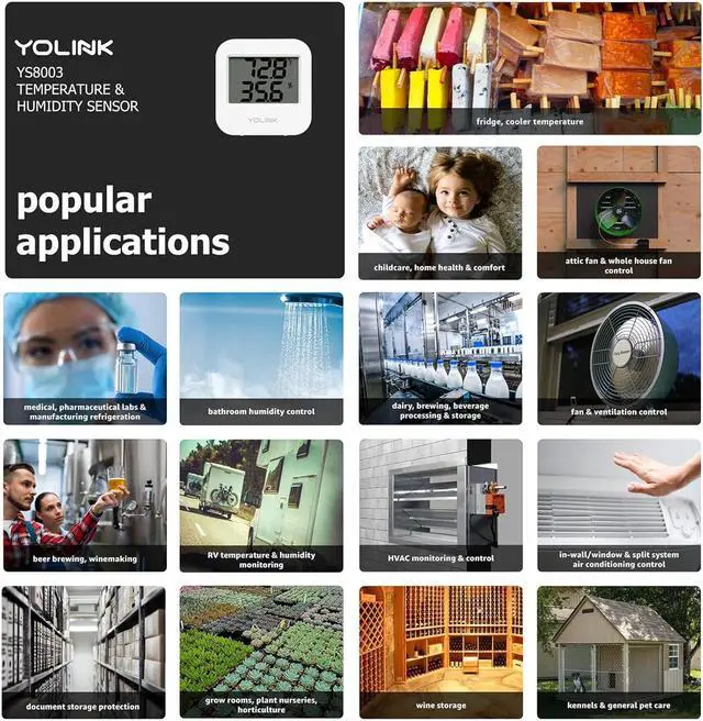 Alt view image 6 of 7 - Smart Wireless Temperature Sensor/Humidity Sensor Wide Range (-22 to 158 Degrees) for Freezer Fridge Monitoring Pet Cage/Tank Monitoring, Smartphone Alerts, Compatible with Alexa IFTTT - Hub Included