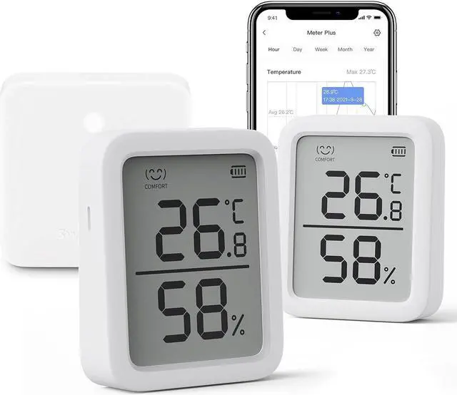 Main image of WiFi Thermometer Hygrometer Plus 2 Pack, Wireless Digital Indoor Temperature Gauge Humidity Monitor with App Alerts, for Home, Greenhouse, Basement and Pets, (Supports 2.4G WiFi)