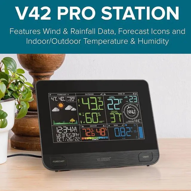 Alt view image 2 of 7 - Technology Professional Smart Wi-Fi Weather Station with Remote Monitoring (400 Foot Range), Wind and Rain Gauges, Temperature and Humidity Sensors, and Forecasting - V42-PRO-INT