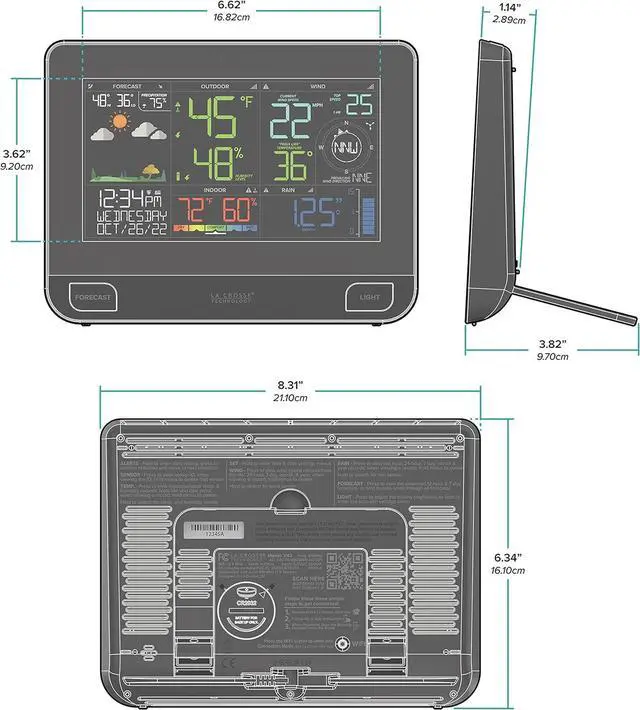 Alt view image 3 of 7 - Technology Professional Smart Wi-Fi Weather Station with Remote Monitoring (400 Foot Range), Wind and Rain Gauges, Temperature and Humidity Sensors, and Forecasting - V42-PRO-INT