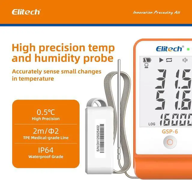 Alt view image 3 of 7 - Ultra Low Digital Temperature Data Logger Medical Refrigerator Thermometer Vaccine Fridge Temperature Monitor Max Min Value GSP-6-PTE