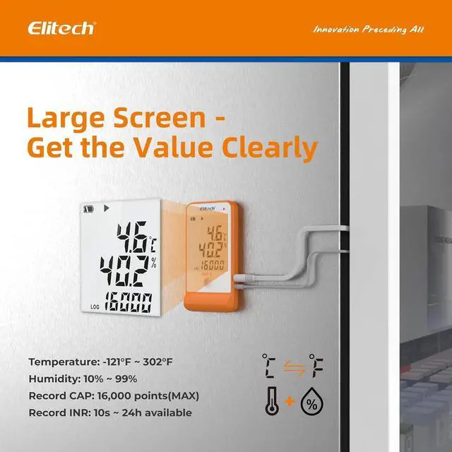 Alt view image 4 of 7 - Ultra Low Digital Temperature Data Logger Medical Refrigerator Thermometer Vaccine Fridge Temperature Monitor Max Min Value GSP-6-PTE