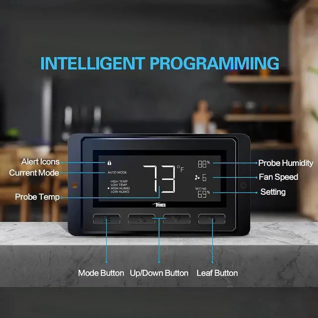 Alt view image 5 of 7 - 6 Inch Inline Duct Ventilation Smart Fan, Carbon Filter, 8 Feet Ducting and 1 Pair rope with Temperature Humidity App Control via WiFi, Voice Control with Alexa for Grow Tent, Black