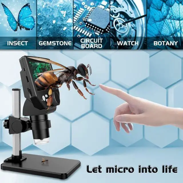 Alt view image 3 of 7 - LCD Digital Microscope,4.3 Inch 1080P 10 Megapixels,1-1000X Magnification Zoom Wireless USB Stereo Microscope Camera,10MP Camera Video Recorder with HD Screen
