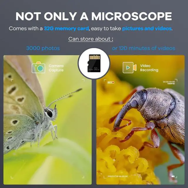 Alt view image 6 of 7 - AD203 Handheld Digital Microscope, Portable Pocket Microscope with 4 inch Screen for Kids and Adults, Black, Electronic FHD Video Microscope, Supports Windows Mac PC, USB Coin Microscope