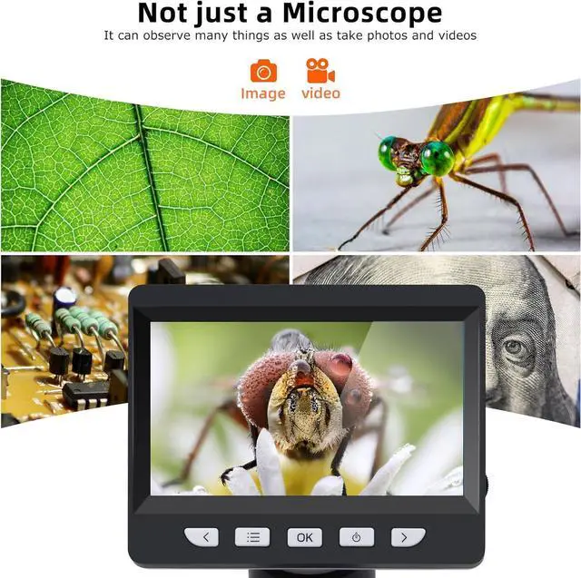 Alt view image 3 of 7 - 4.3 inch IPS Digital Microscope,1080P 50-1000X Magnification Handheld Digital Microscope with 32g TF Card,8 LED Light,Rechargeable Battery Microscope for Coins/Plant/Rock/PCB Soldering