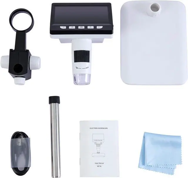 Alt view image 7 of 7 - 4.3 inch IPS Digital Microscope,1080P 50-1000X Magnification Handheld Digital Microscope with 32g TF Card,8 LED Light,Rechargeable Battery Microscope for Coins/Plant/Rock/PCB Soldering