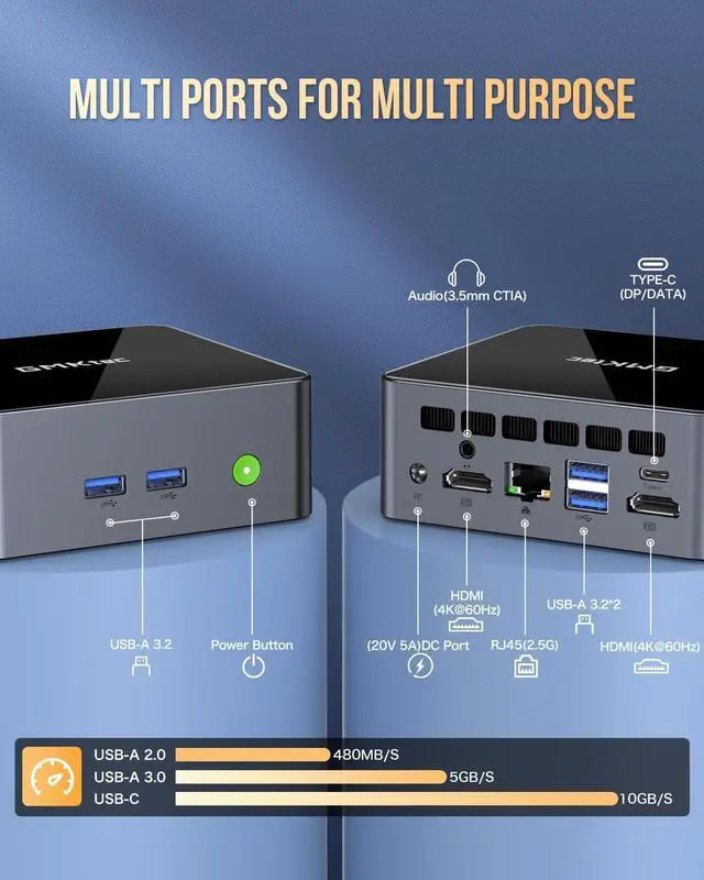 Alt view image 7 of 7 - Mini PC  Core i7-1195G7 (Turbo 5.0 GHz) 32GB DDR4 1TB SSD Desktop Mini Computers WiFi 6, BT 5.2/ DP, HDMI/RJ45 2.5G/USB4.0