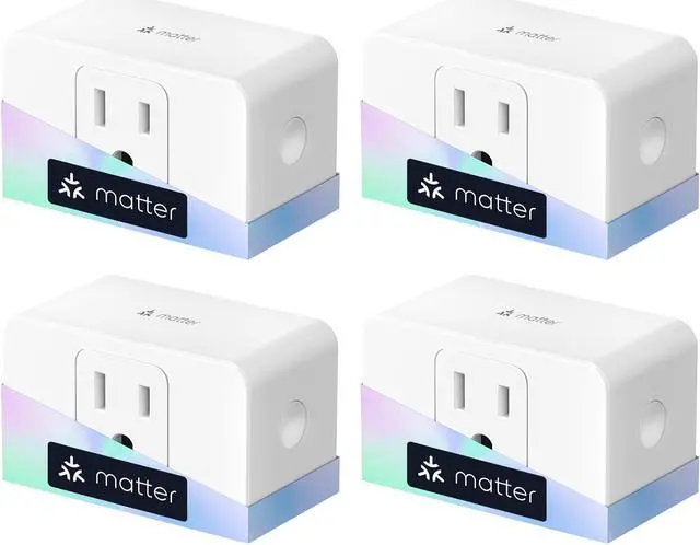 Main image of Smart Plug, Energy Monitoring Smart Outlet, Wi-Fi Plug Work with Alexa,  HomeKit, Google with Schedule Timer, 15A/1800W, 100% Privacy Matter Smart Home, App & Voice Control 4 Pack