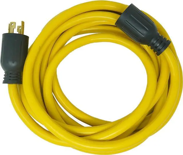 Main image of 65172840 20-Foot 30Amp Generator Cord; 10-Gauge Heavy Duty Electrical Power Cable with L14-30 Locking Plug; 125V / 250V; Yellow; Feet; Black