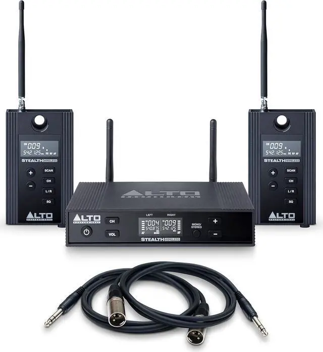Main image of Professional Stealth MKII-UHF Stereo Wireless Audio System for Active Speakers with Transmitter and 2 Receivers, 2 XLR Ins, Expandable