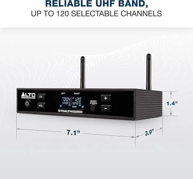 Alt view image 6 of 7 - Professional Stealth MKII-UHF Stereo Wireless Audio System for Active Speakers with Transmitter and 2 Receivers, 2 XLR Ins, Expandable