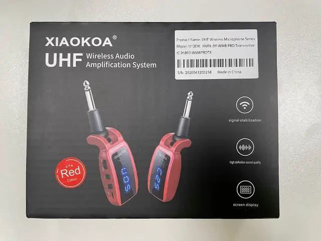 Alt view image 7 of 7 - Wireless Guitar System,XIAOKOA UHF Wireless Guitar Transmitter Receiver 164Feet Range with HD LED Screen for Electric Guitar Bass Musical Instruments Red