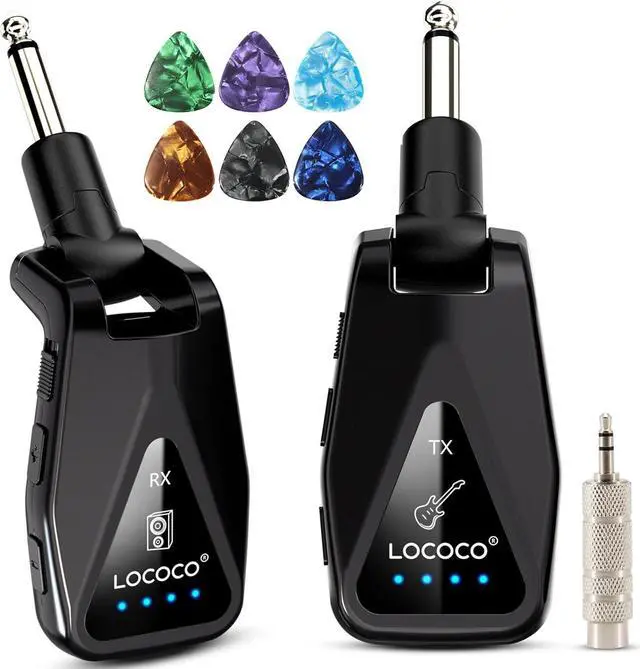 Main image of Wireless Guitar System: 164 Feet Range Wireless Transmitter Receiver - UHF 4 Channels Rechargeable Audio, 220° Rotatable Plug Design for Guitar Bass and Electric Instruments.(Black)
