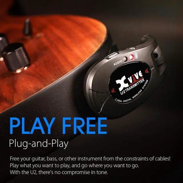 Alt view image 5 of 6 - U2 Wireless Guitar System Rechargeable 2.4GHz Guitar Wireless Transmitter and Receiver for Electric Guitar Bass Violin Keyboard