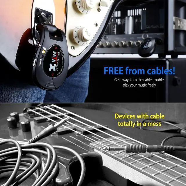 Alt view image 6 of 6 - U2 Wireless Guitar System Rechargeable 2.4GHz Guitar Wireless Transmitter and Receiver for Electric Guitar Bass Violin Keyboard
