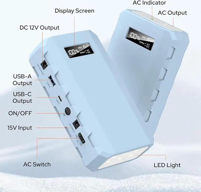 Alt view image 6 of 7 - 24000mAh Portable Charger Power Bank, 88Wh Portable Power Bank with AC Outlet, QC 3.0 USB/USB-C, DC Output, Led Flashlight, Portable Battery Charger for Home Camping Travel Power Backup