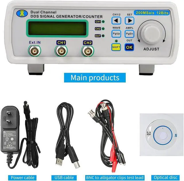 Alt view image 6 of 6 - DDS Signal Generator Counter, 2" Screen Display 25MHz High Precision Dual-Channel Arbitray Waveform Generator Frequency Meter 200MSa/s