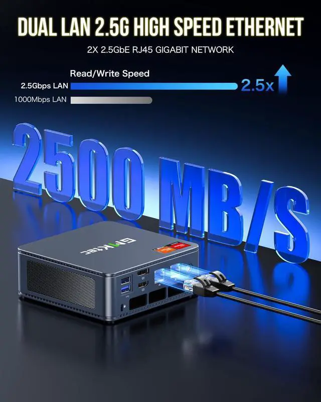 Alt view image 5 of 7 - Mini PC Gaming Preinstalled Windows 11 Pro, K6  Ryzen 7 7840HS Dual NIC LAN 2.5Gbps Desktop Computer, 32GB DDR5 (16GB*2) 1TB PCIe4.0 SSD, USB4.0, HDMI, DP, USB-C, WiFi 6E, BT 5.2