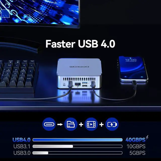 Alt view image 4 of 7 - XT13 Pro Mini PC, 13th Gen  i7-13620H NUC13 Mini Computers(10C/16T Up to 4.9GHz), 32GB DDR4 RAM & 1TB PCIe Gen 4 SSD Mini Desktop Computer 8K UHD/Quad Display/USB4.0/WiFi 6E/BT5.2/2.5G LAN